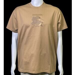 Burberry TB Monogram Embroidered Logo Brown Organic T-Shirt Men Oversize XS NWT